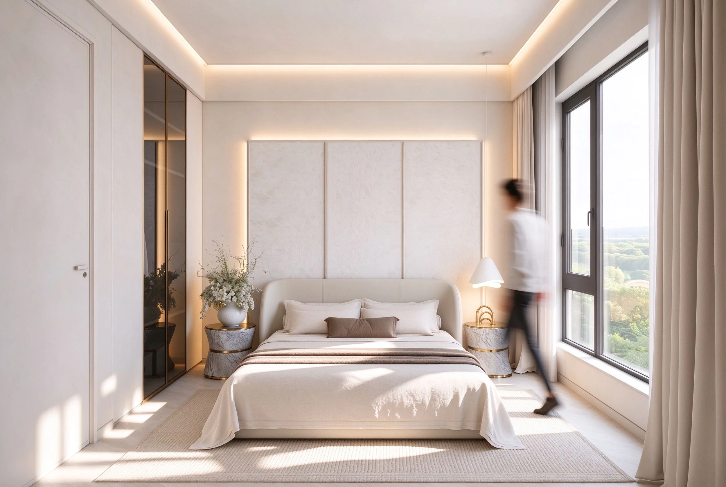 Interior render of a bedroom in daylight