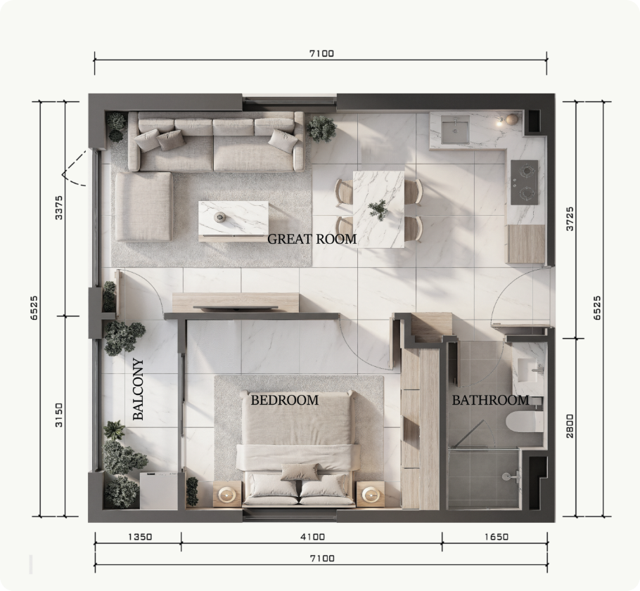 Supplied floor plan labelled one bedroom