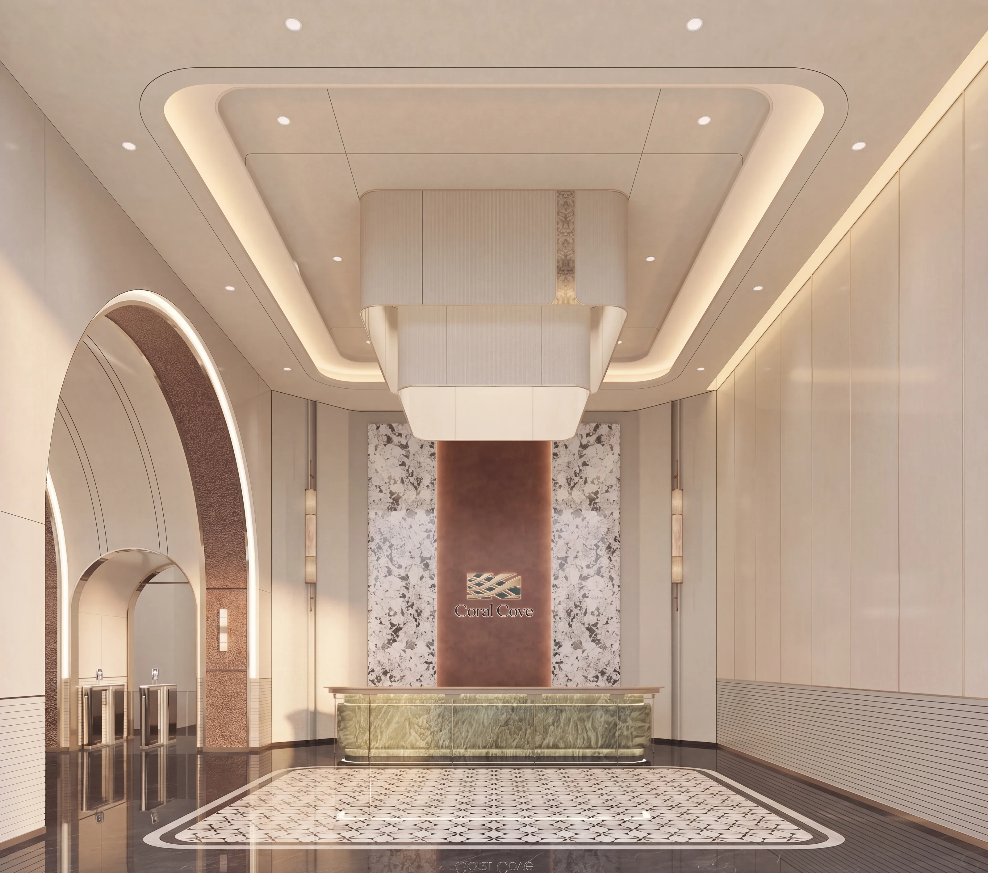 Interior render of the Coral Cove lobby
